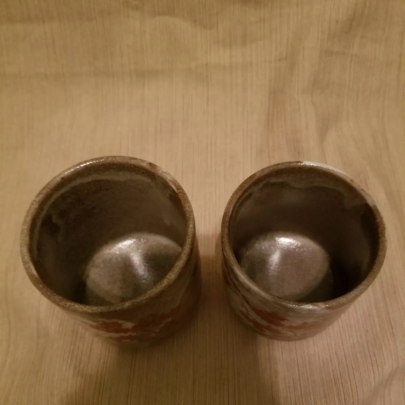 Ceramic Pottery Signed Asian Stackable Mugs Cups - Picture 7 of 8